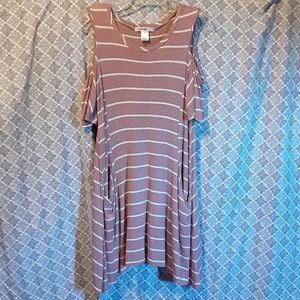 Blush Cold-Shoulder Swing Dress